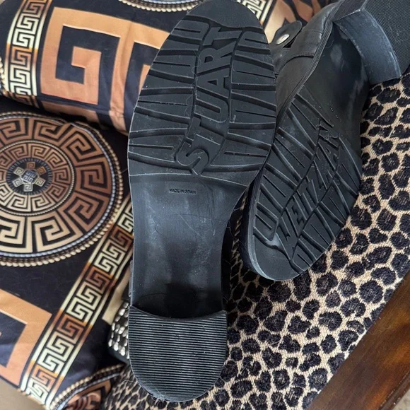 Stuart Weitzman Black Studded Moto Boots - Picture 5 of 13